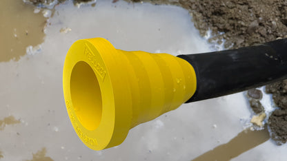 Snabb tätning av grov vattenslang med en konisk industriplugg (35–80 mm) helt utan verktyg.